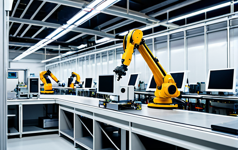 **

"A modern, safe for work factory interior showcasing advanced automation and robotic arms assembling electronics. Workers in appropriate attire are monitoring the process via data dashboards. Bright, clean environment. Focus on efficiency and technology, fully clothed, perfect anatomy, professional setting, appropriate content, high quality."

**