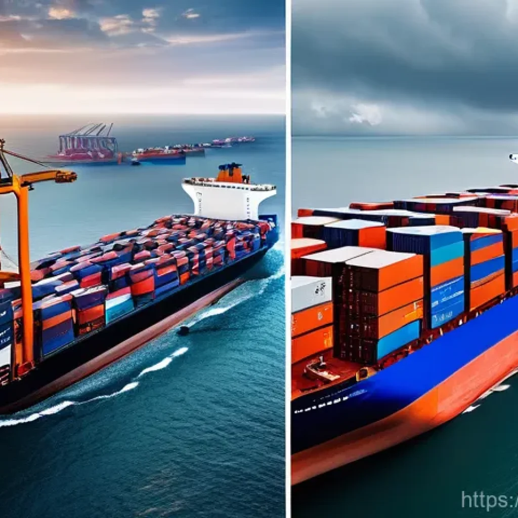 리쇼어링과 기업의 지속 가능한 성장 - **Prompt:** A dynamic side-by-side comparison. On the left, a chaotic global supply chain scene with...